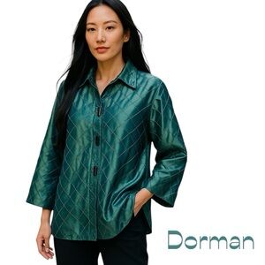 Dorman Iridescent Metallic Mermaid Teal Party Event Jacket NWOT Size L